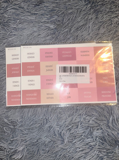 Laminated Bible Tabs (Pink & White)