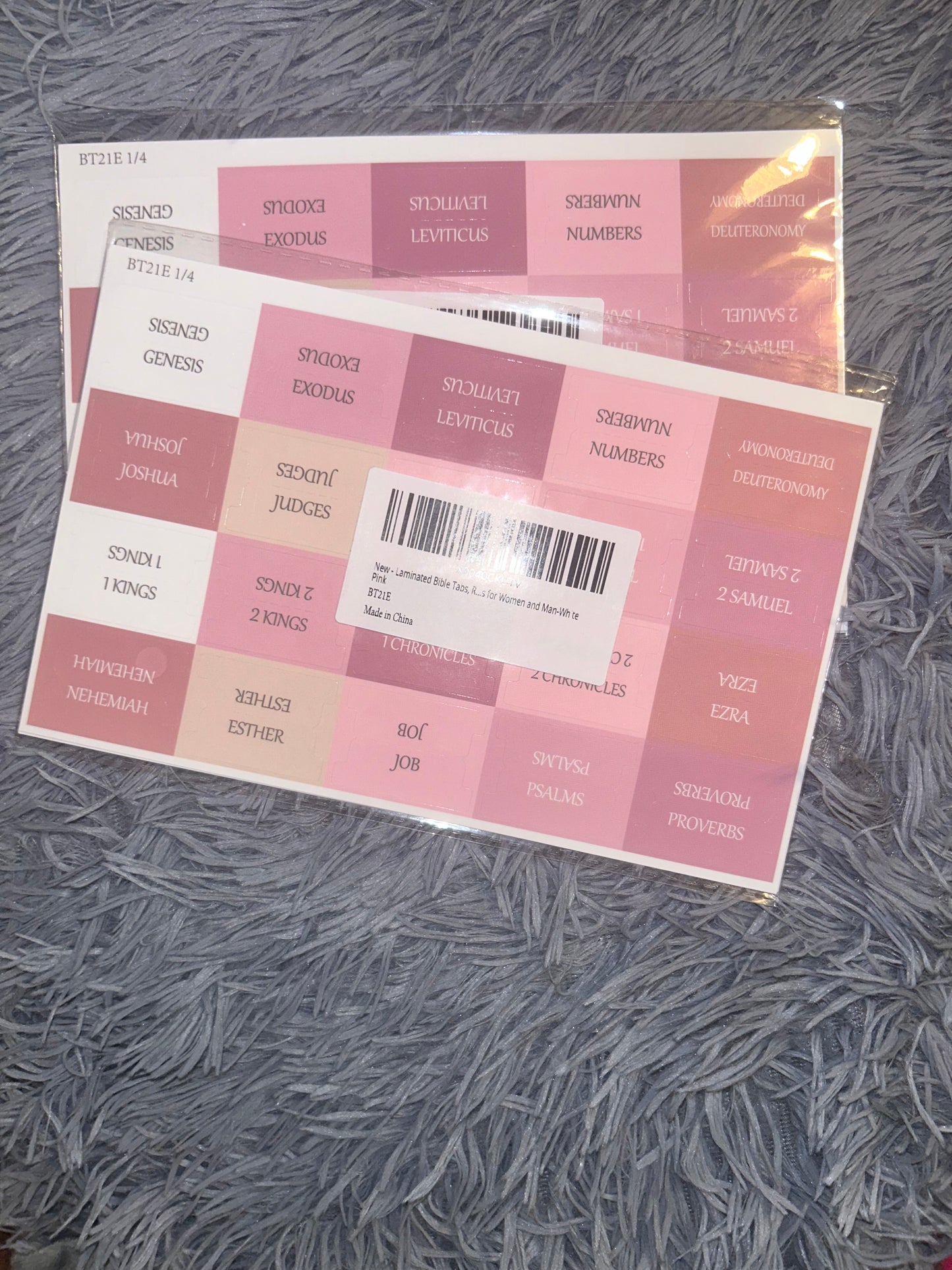 Laminated Bible Tabs (Pink & White)